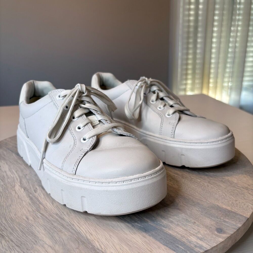 Timberland Laurel Court Women's Low Lace White Leather Sneakers Shoes Size 8.5